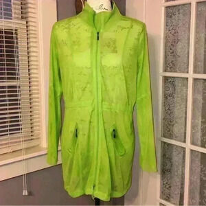 Neon Green Sheer jacket with Toggle Drawstring Waist